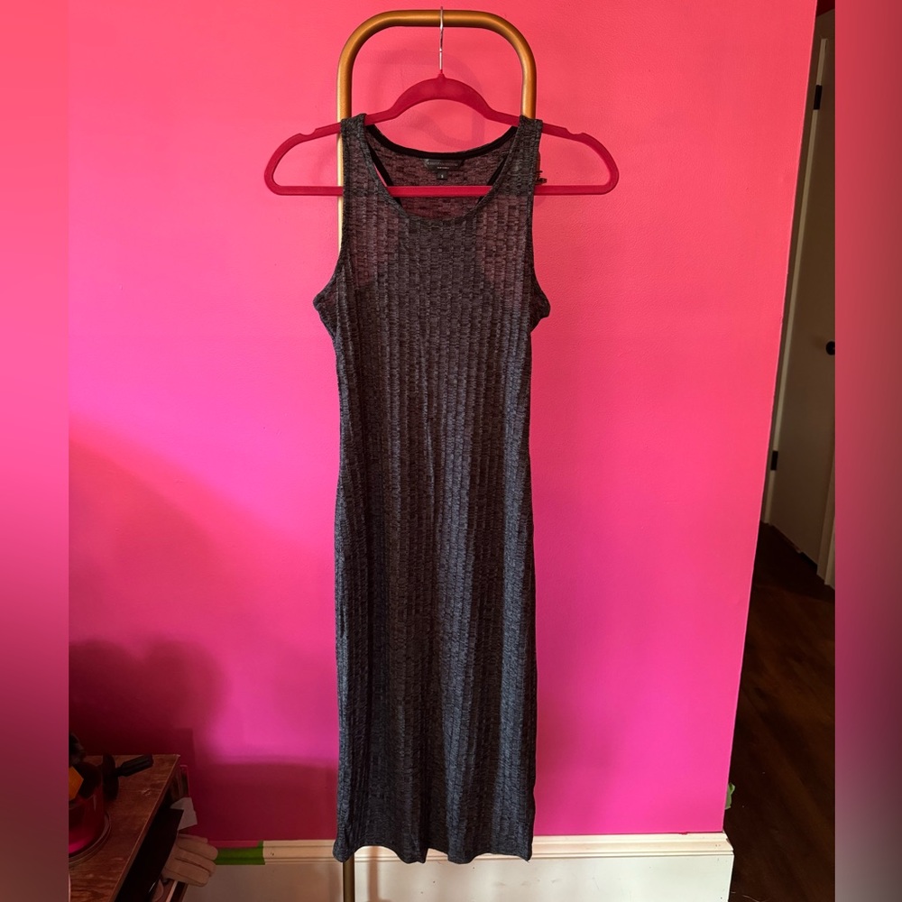 Christian Siriano ribbed charcoal gray dress